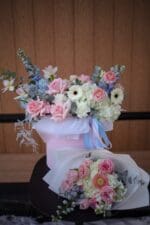 Коробка з квітами в рожевих тонах L - Зображення 5