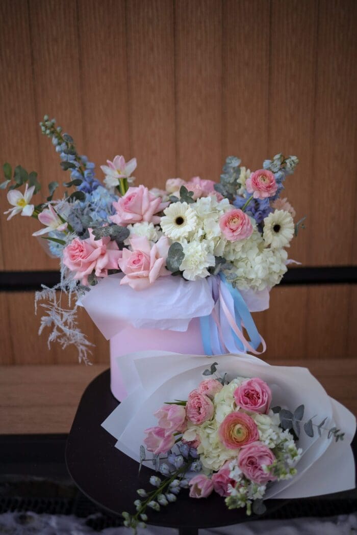 IMG_7900 Коробка з квітами в рожевих тонах L - Зображення 5