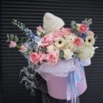 Коробка з квітами в рожевих тонах L