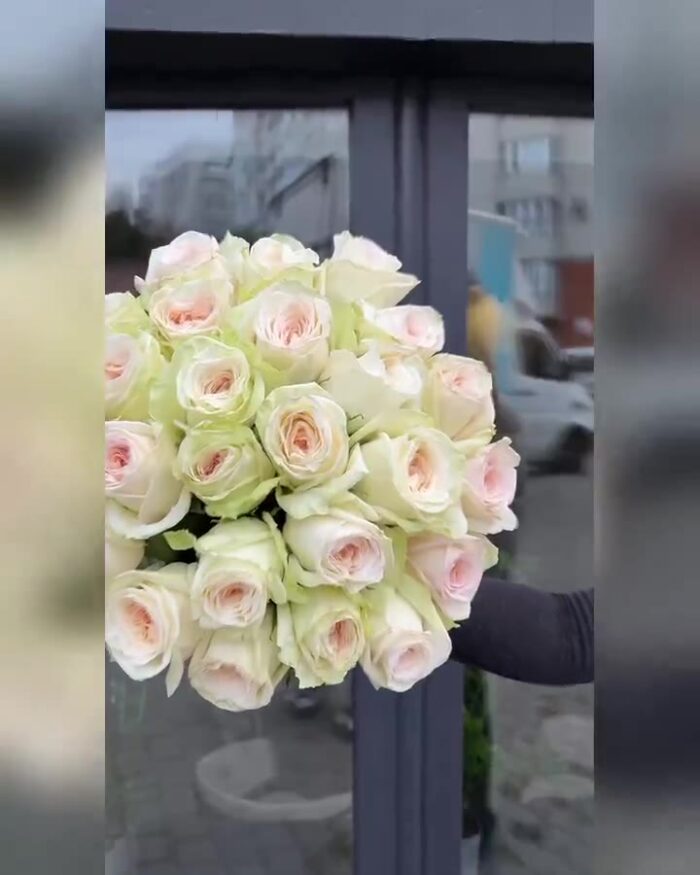 Букет з 25 білих троянд Вайт Охара — відео